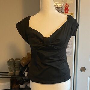 SHEIN Black Cap Sleeve Blouse
